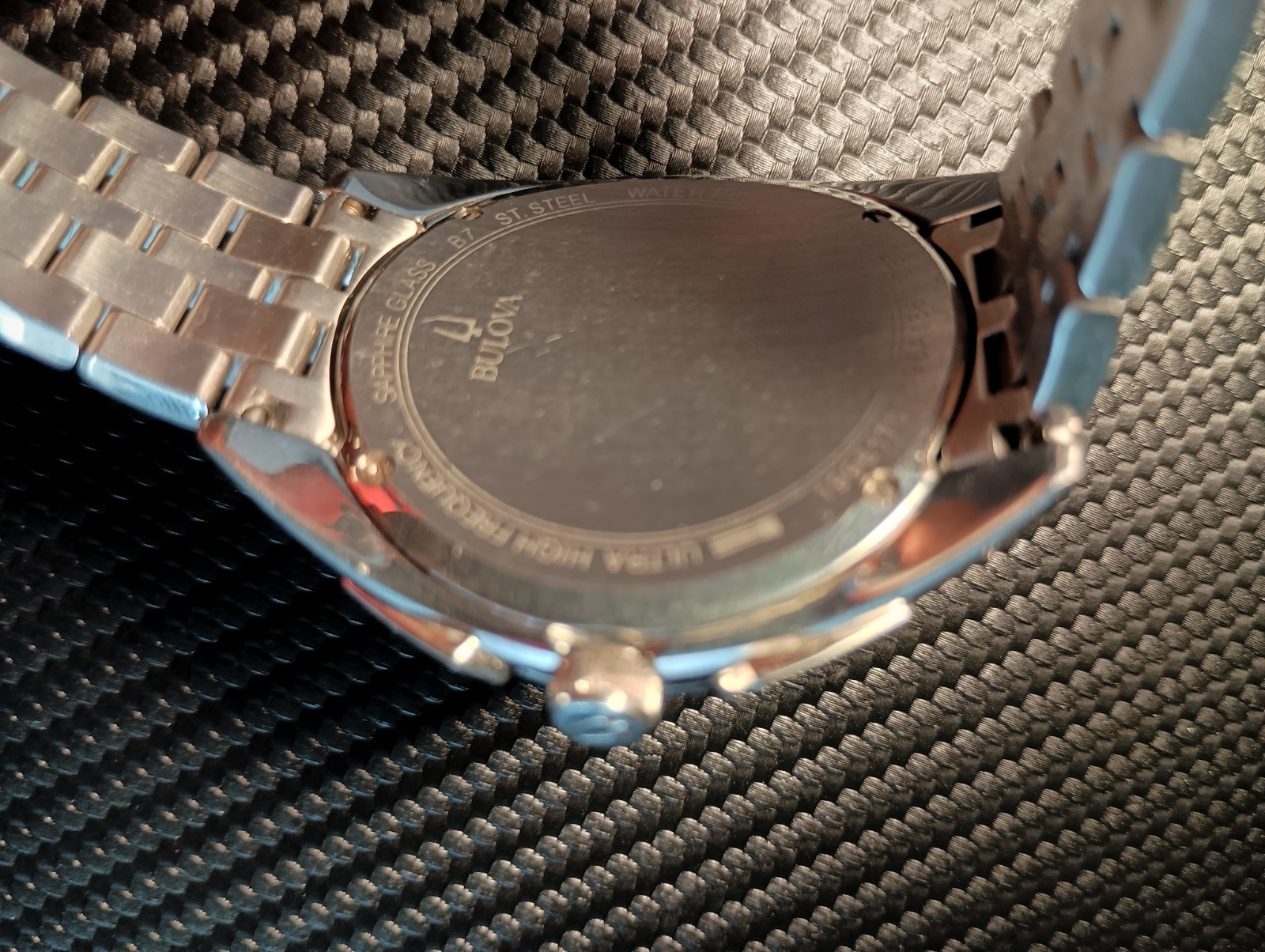 Bulova 96A186 Curv Chronograph Men’s Watch Silver working Fix or Part