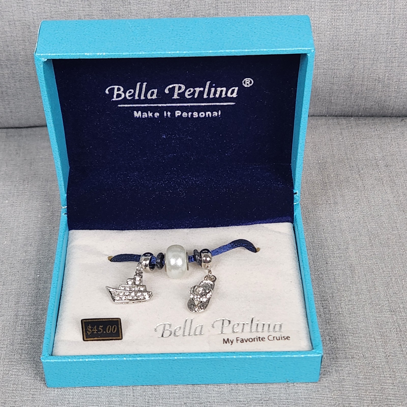 Bella Perlina My Favorite Cruise Charms Flip Flop Ship Pearl Bead CRUISE NEW Box