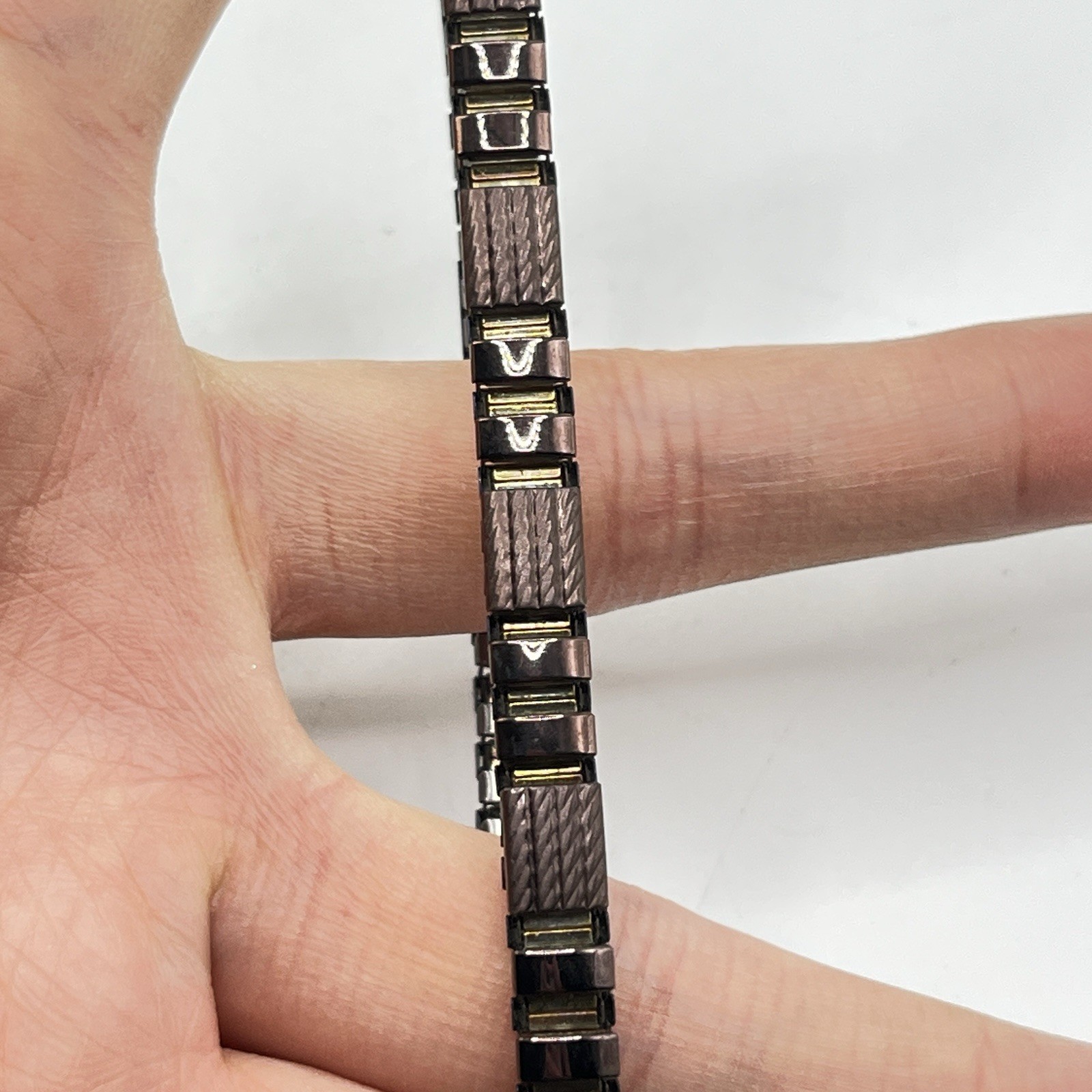 Milor Stainless Steel Panel Stretch Bangle Expansion Bracelet Bronze Tone 7.5”
