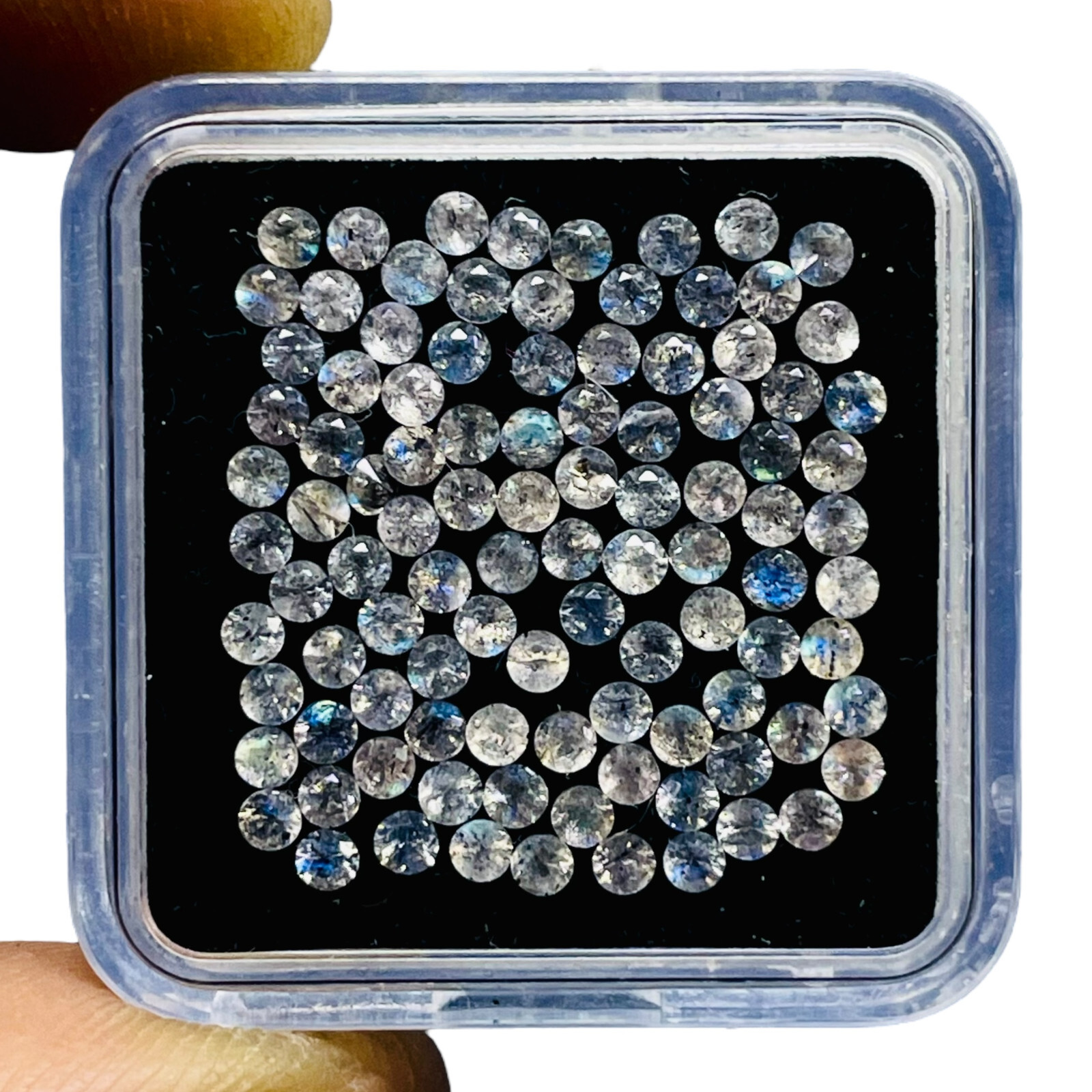100 Pcs Natural Labradorite 2mm Round Diamond Cut Calibrated Loose Gemstones Lot