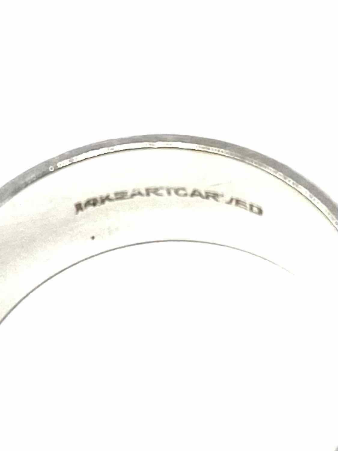 ArtCarved Bridal size 5 14K White Gold Band Hammered Ring
