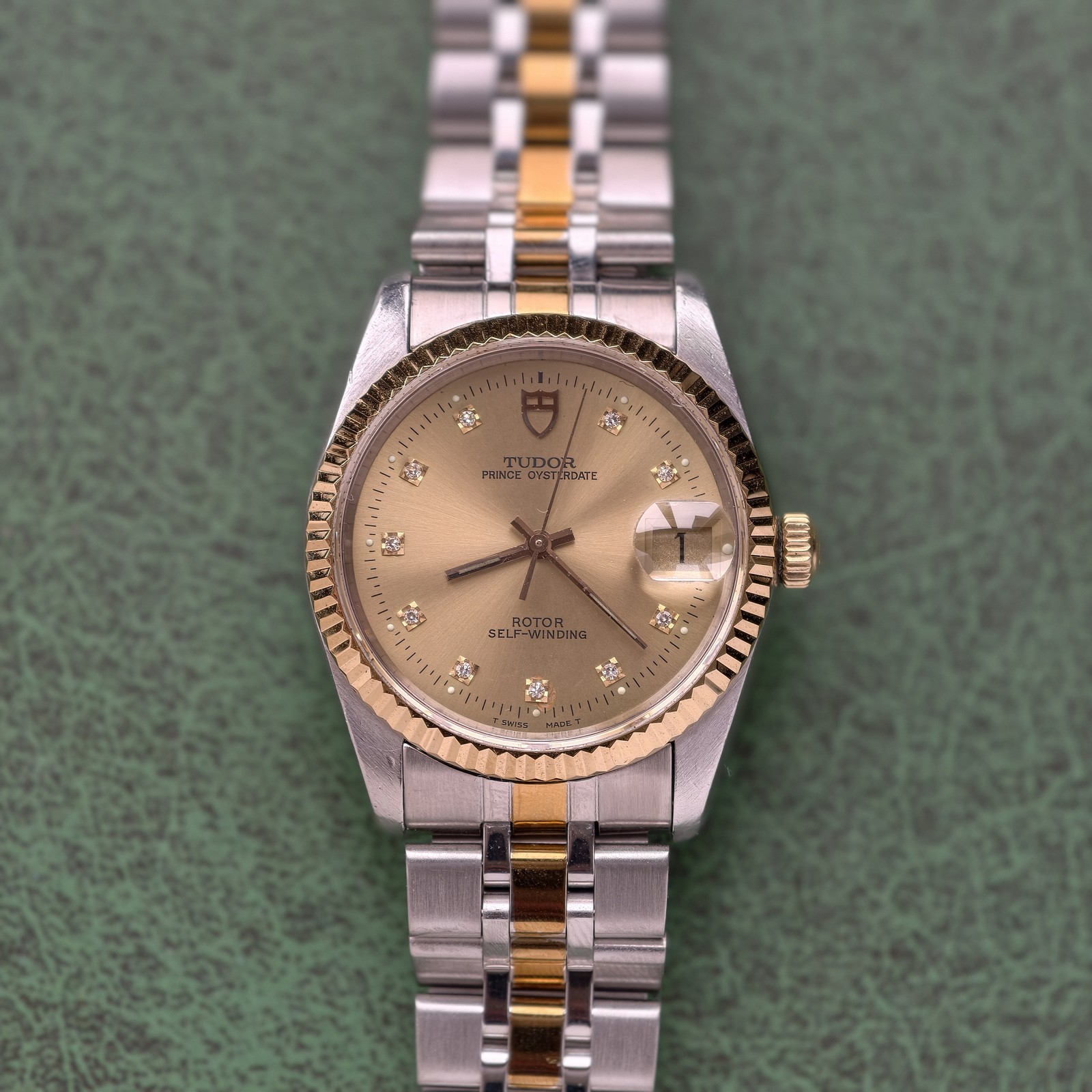 Tudor 10-Diam Champagne Dial Prince Date 74033 Men’s Watch Automatic 34mm