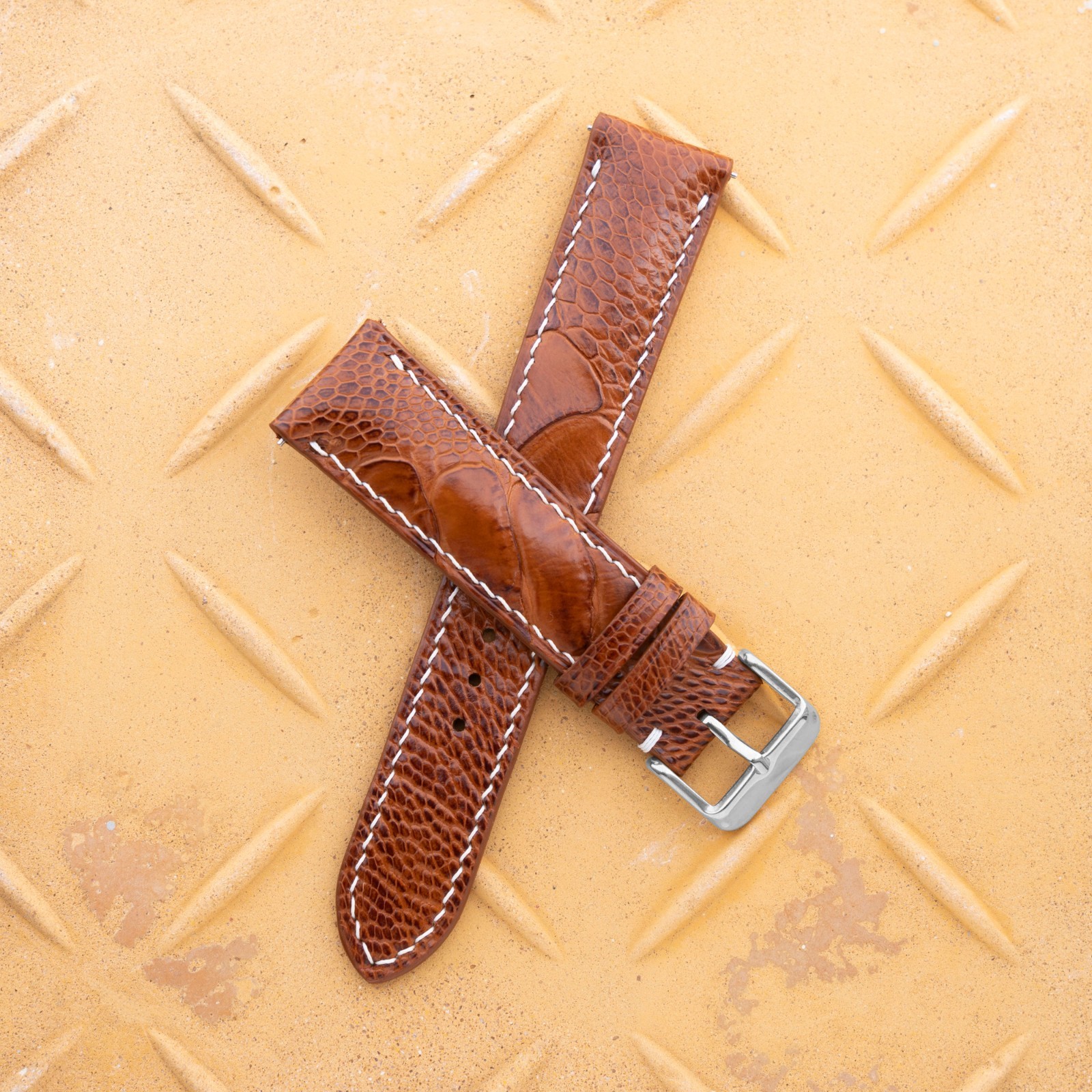Genuine Light Brown Ostrich Leather Watch Strap Leg Leather Band Men’s 14-26mm