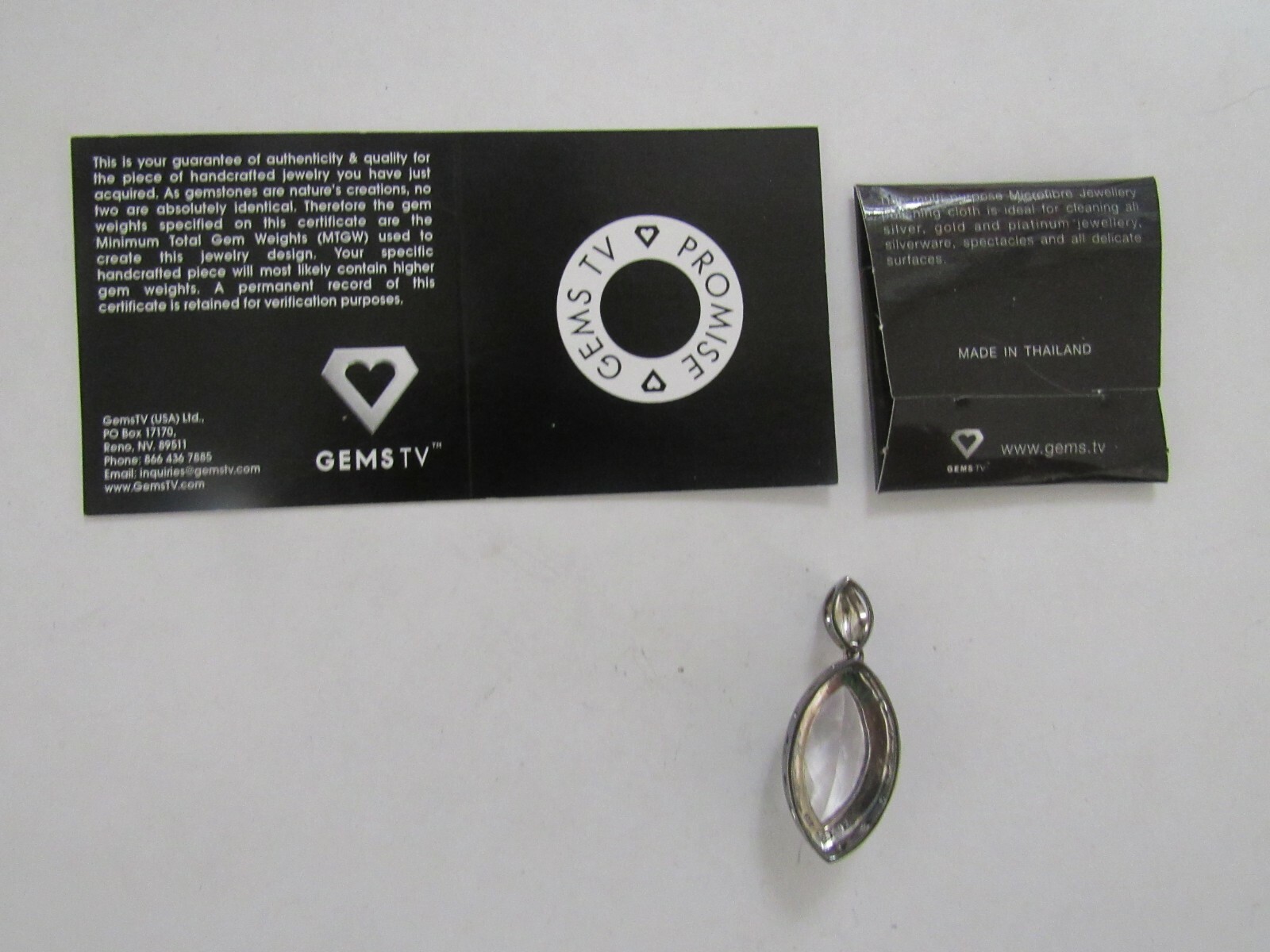 Jewelry – Gems TV Pendant #58551 – Sterling Silver 4.05 Grams – Quartz & Marcast