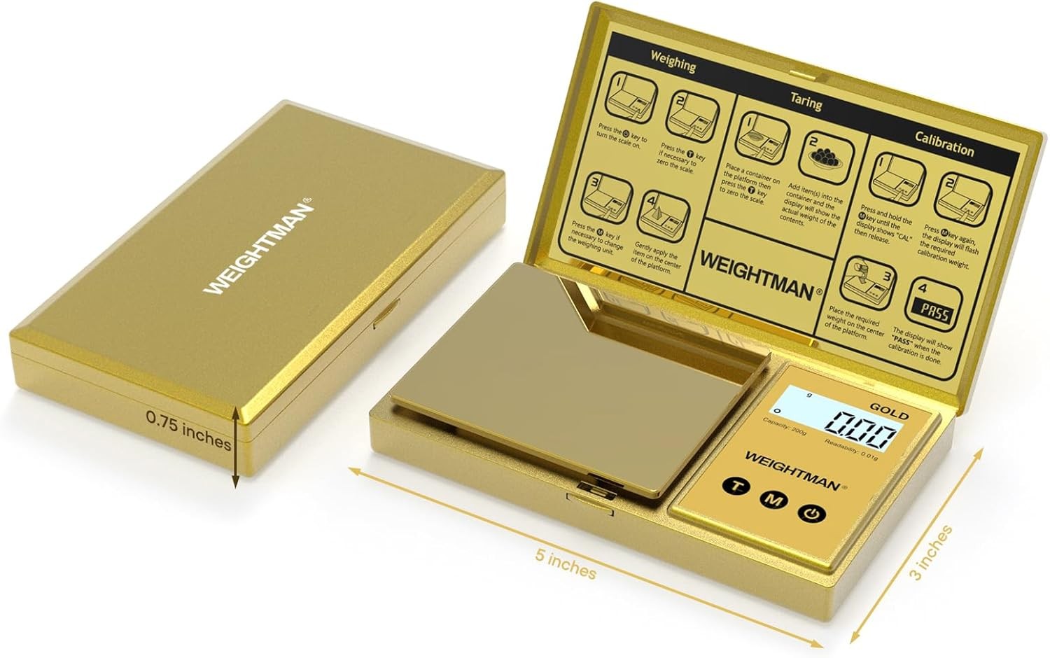 WEIGHTMAN Digital Scale Gram, 200g/0.01g Pocket Gold Titanium