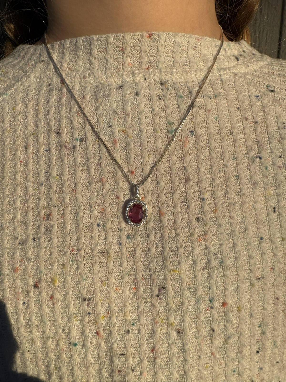 Rich Purple Pink RUBELLITE PENDANT NECKLACE. 0.925 Silver, 1.67 Carat Oval. SI