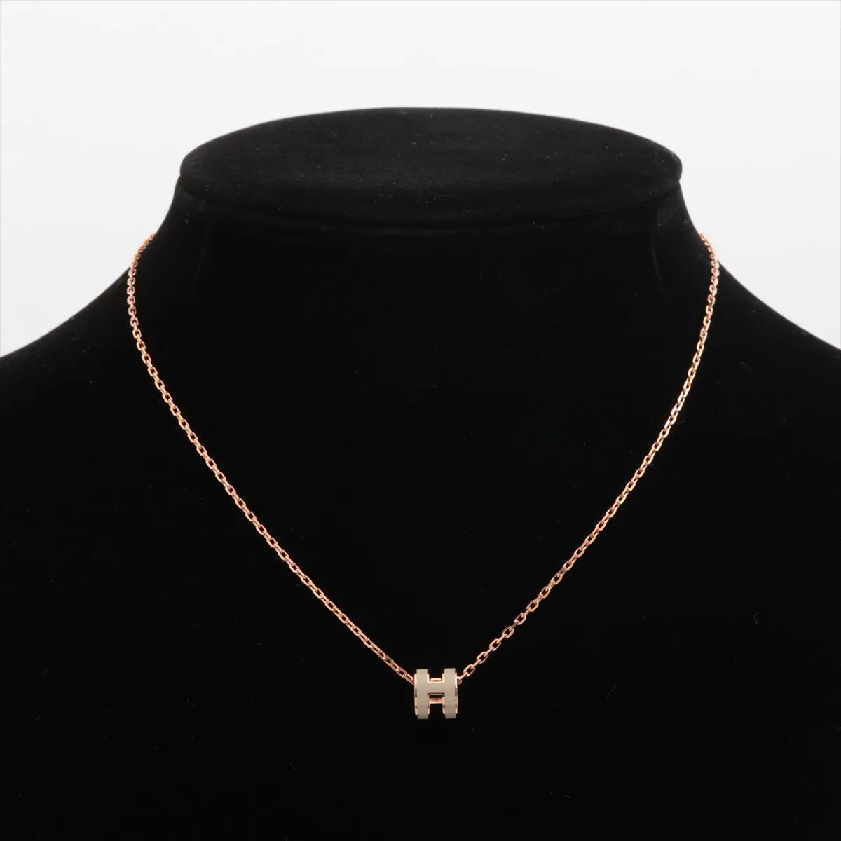 Hermès Mini-pop H GD0226 Necklace GP Pink gold x ivory