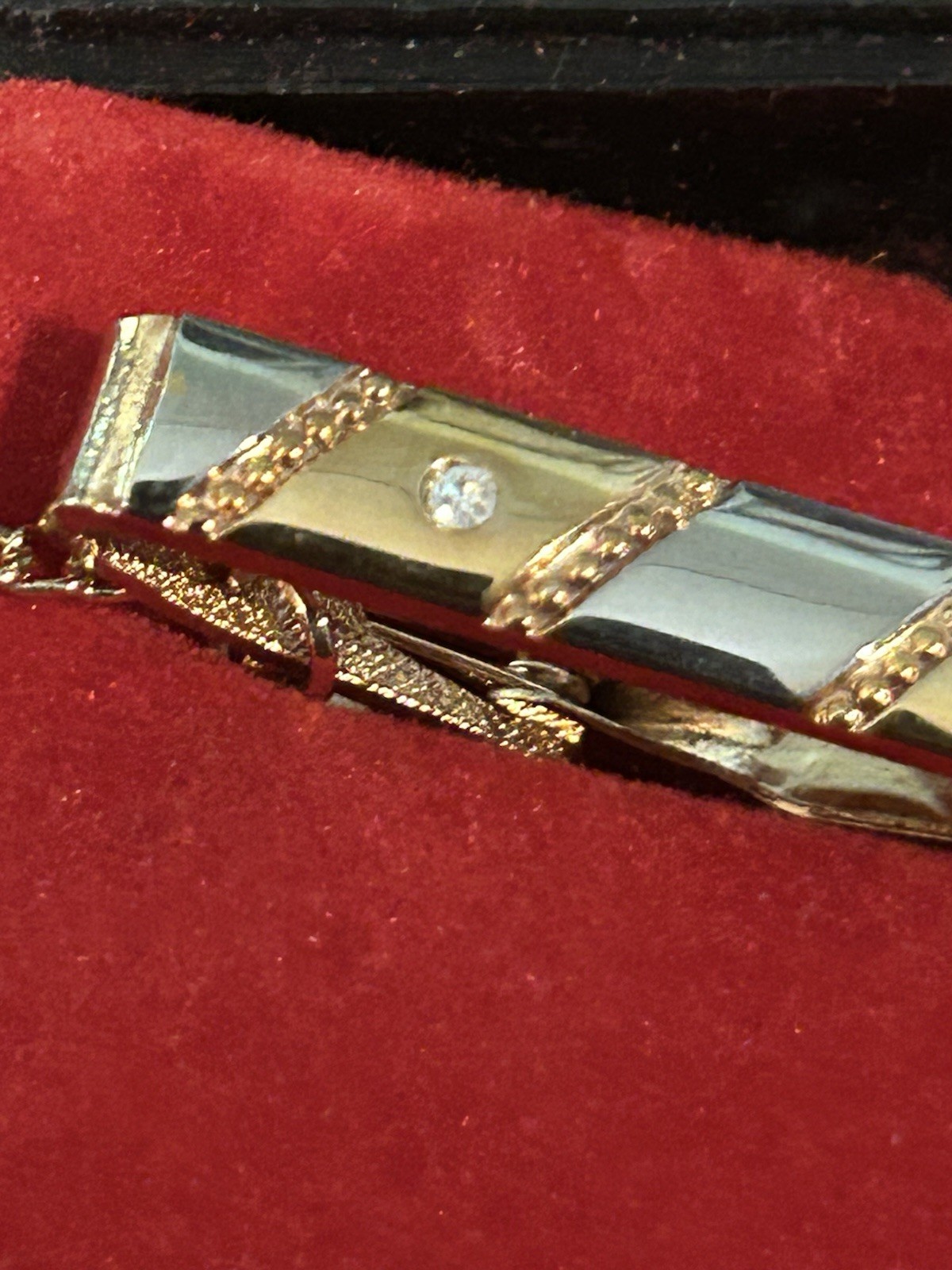 Vintage Two Tone Gold & Silver Color PARIS Tie Bar Clip With Chain