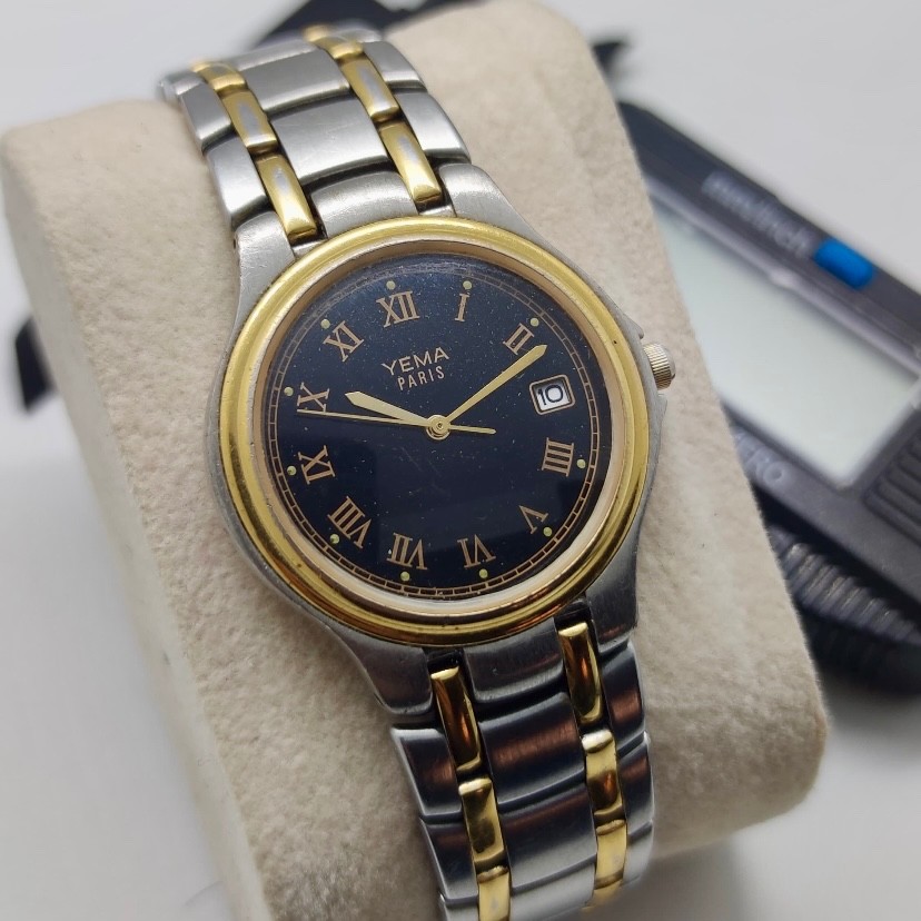 Vintage Yema Paris Chiffre Roman Gold Plated Watch Men’s Quartz 34mm