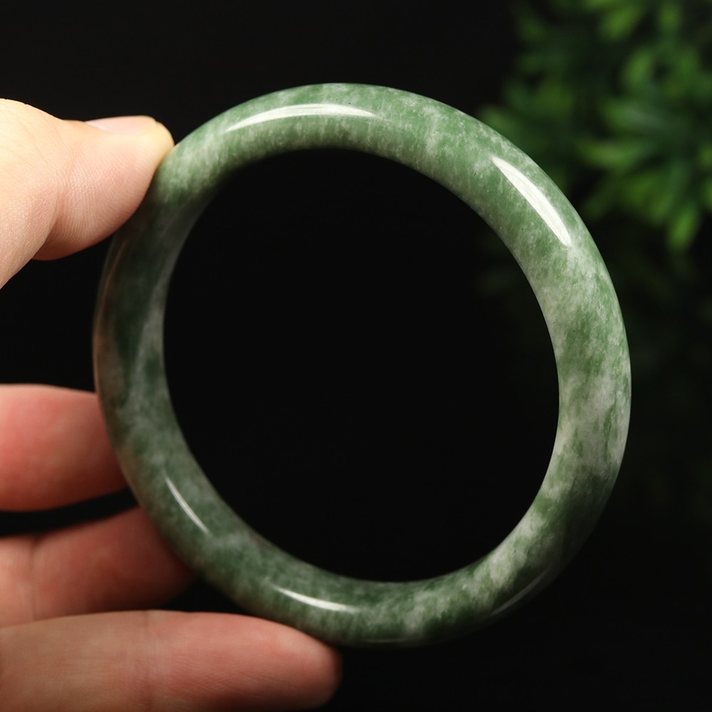 63mm Grade A 100% Natural Green Jade Bangle Bracelet Women’s Bracelet 33888