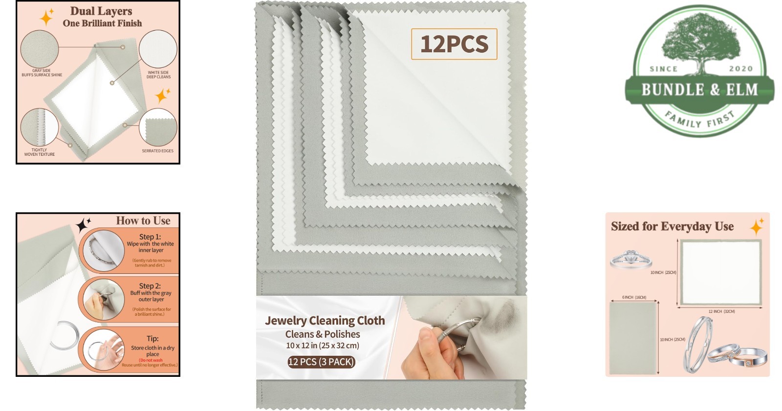 Durable Jewelry Polishing Cloths – 10″ x 12″ Set of 3 for Watches & Coins
