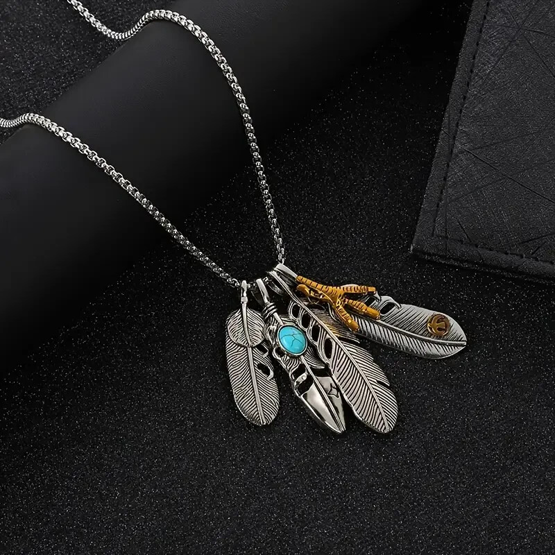 Boho 925 Sterling Silver Eagle Hawk Falcon Feather Claw Fashion Pendant Necklace