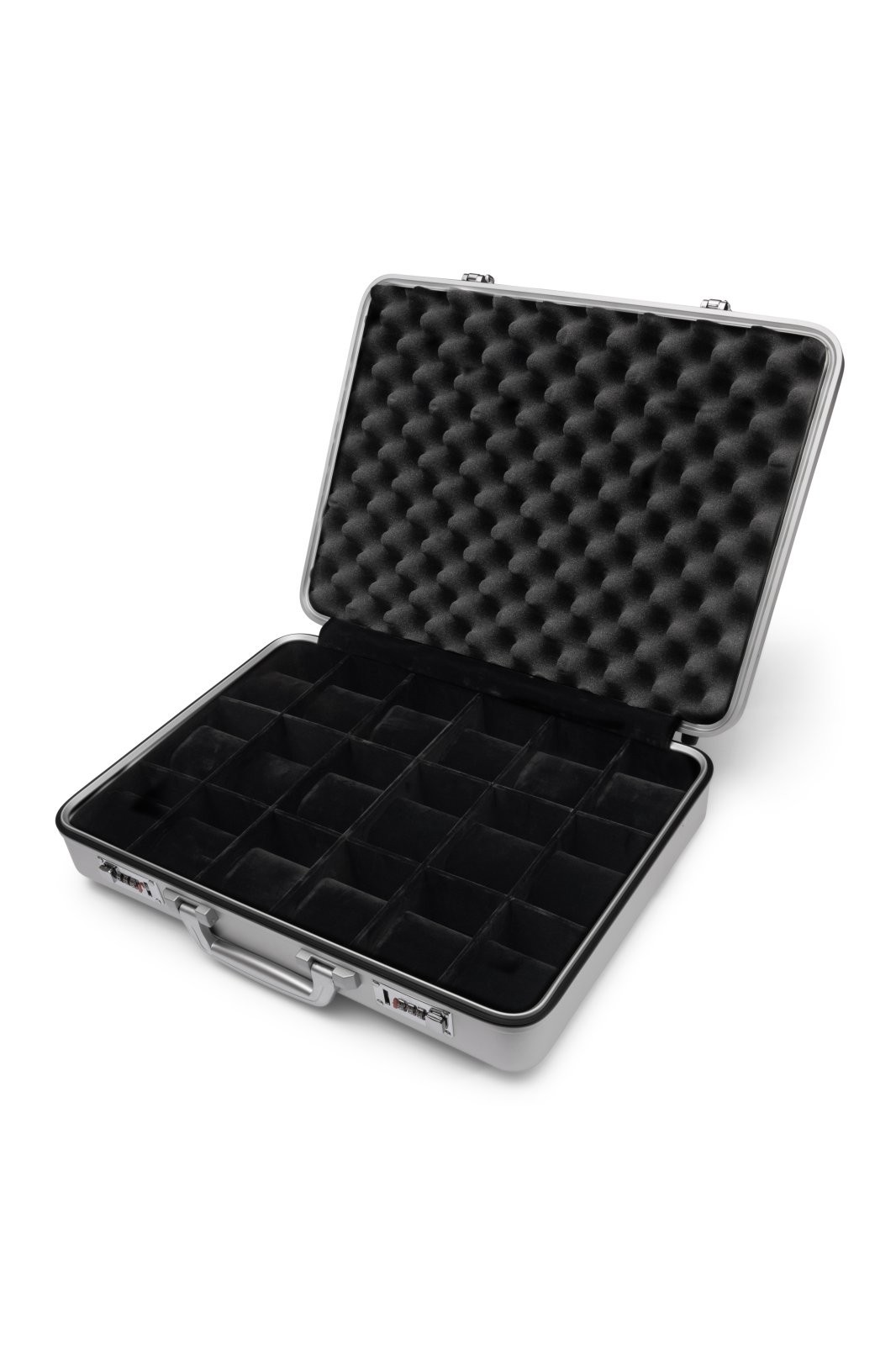 Invicta 18 Slot Aluminum Watch Briefcase With Lock Silver Luxury Storage Case