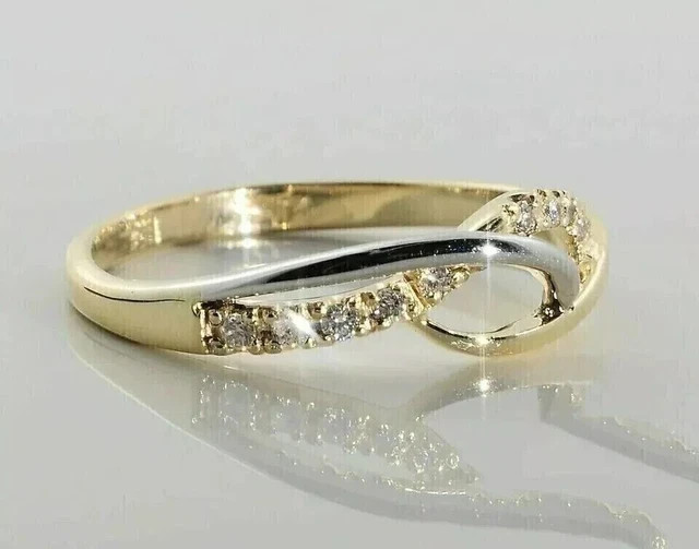 2 Ct Round Moissanite Wedding Band Ring 925 Sterling Silver 14K Two Tone Vermeil