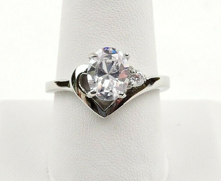 Stainless Steel 2.56 cttw Oval And Round Cubic Zirconia Ring