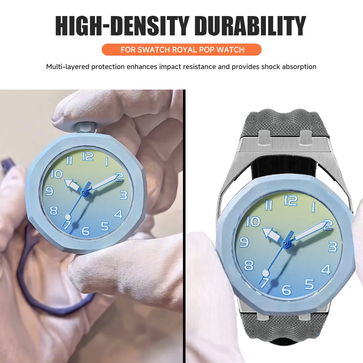 Stainless Steel Case Nylon Band Mod Kit for Swatch Royal Pop Watch Wrist Strap