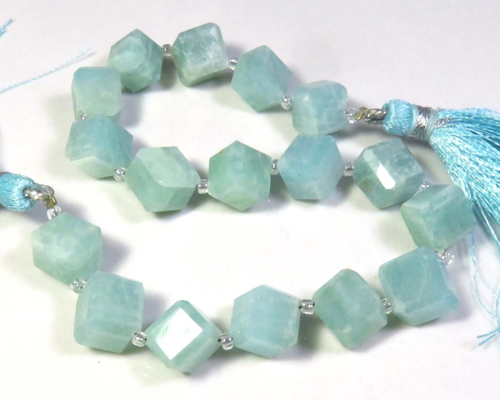 Natural Amazonite Faceted Gemstone Cube Beads 8.5-8.5mm 8″Strand 17Beads GV-3558