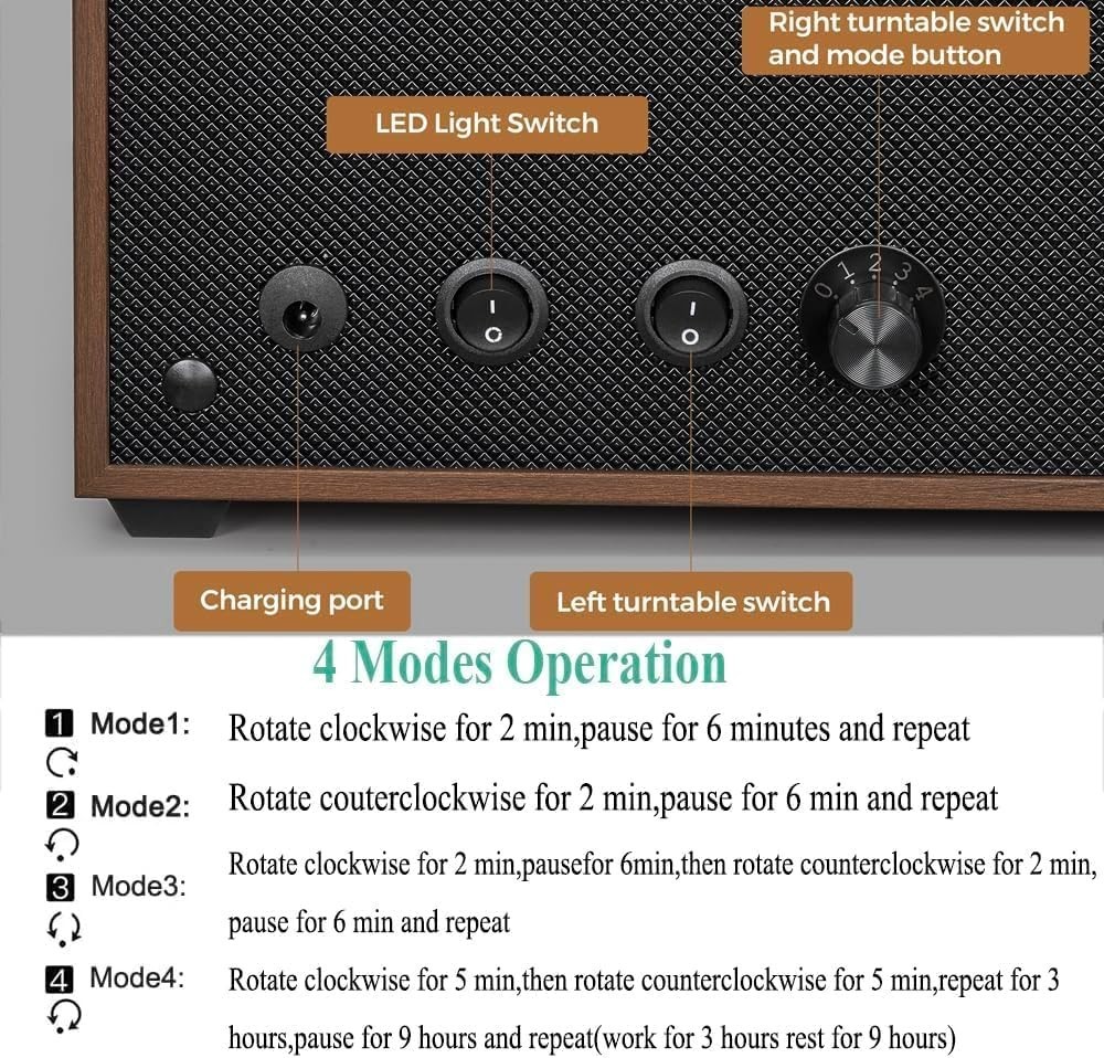 NEW Watch Winder 6 LED Super Quiet Motor 4 Rotating Modes Watch Box Plug