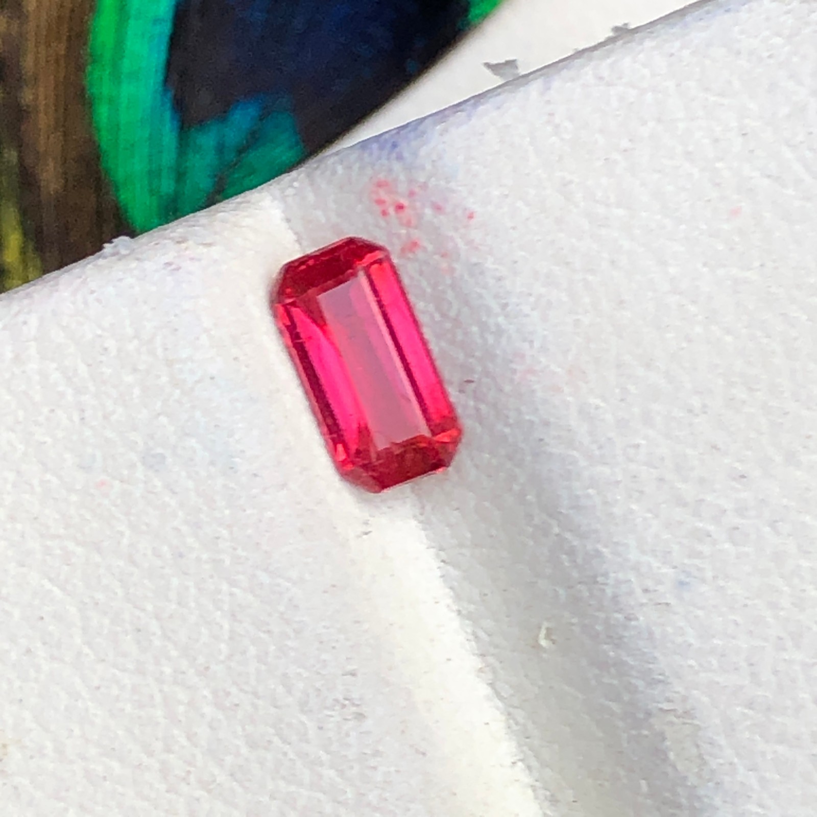 0.57 Carat Natural Emerald Cut Pinkish Red Spinel Loose Gemstone From Burma