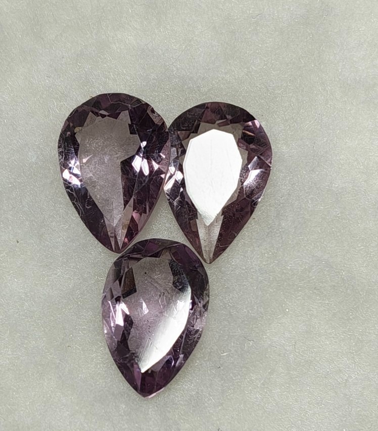 Natural Blue Amethyst Lot | Pear Cut Loose Gemstones Set of 3 for Jewelry Making