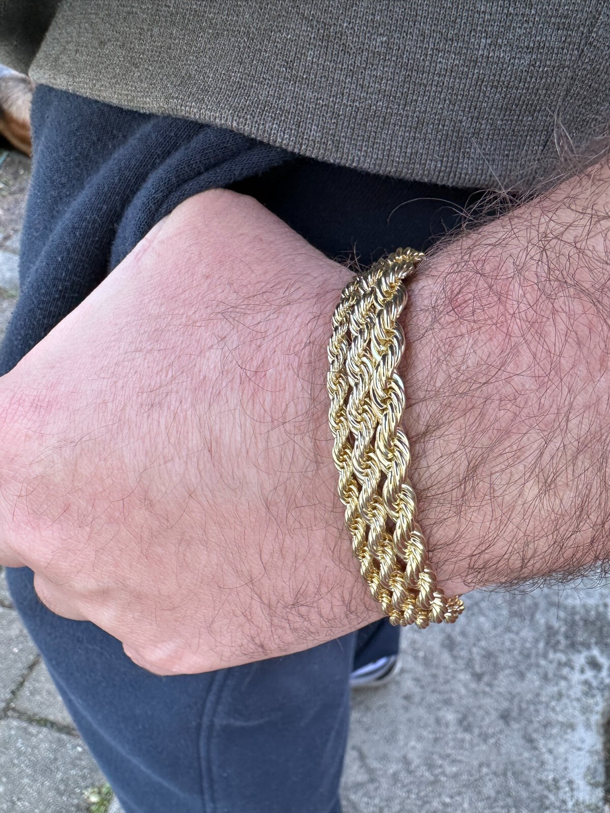 Iced MOISSANITE Clasp 14k Gold Over Stainless Steel Rope Chain Necklace Bracelet