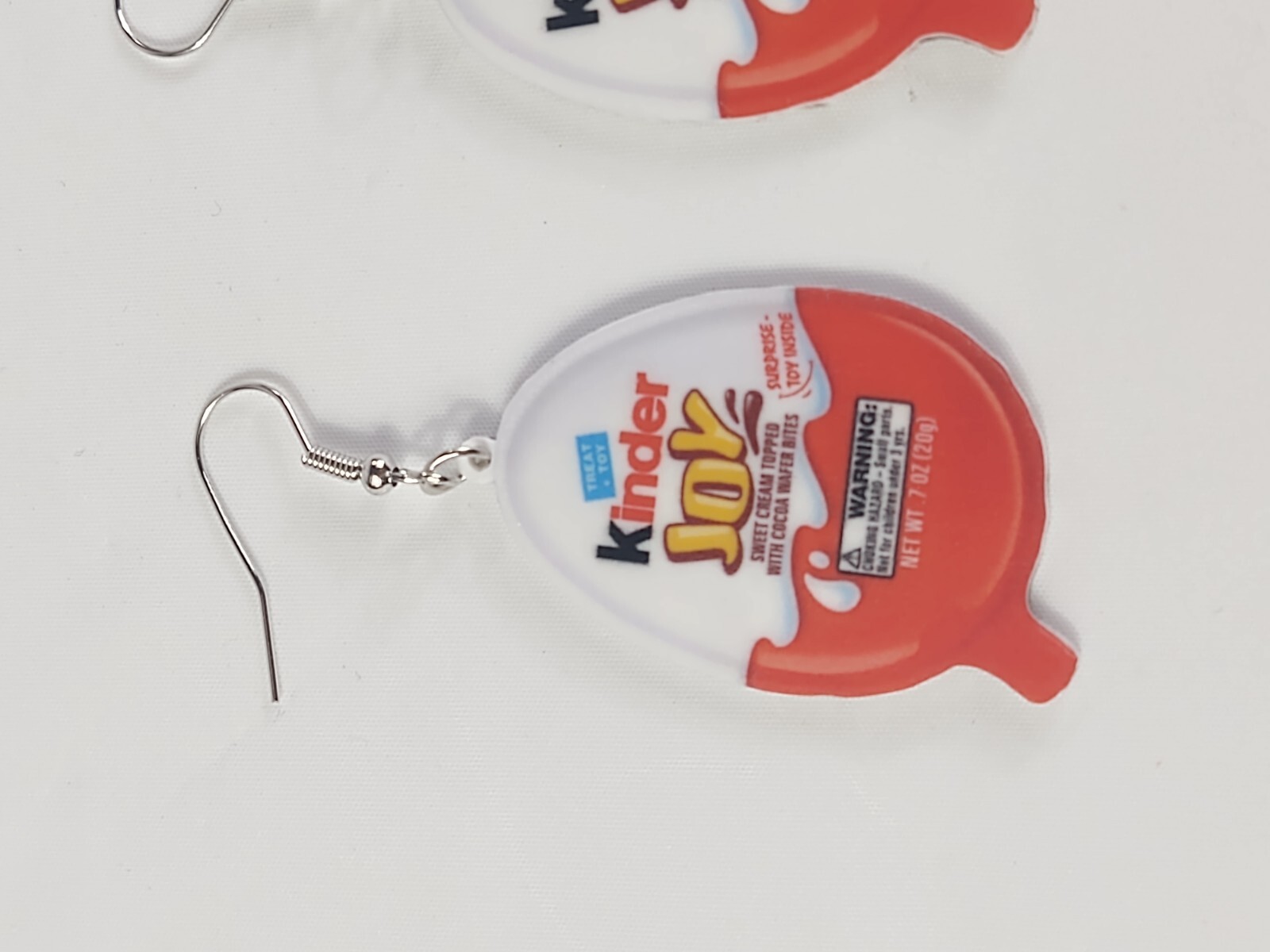 Drop Dangle Pierced Earrings Kinder Joy Wafer Bites Costume Jewelry Novelty