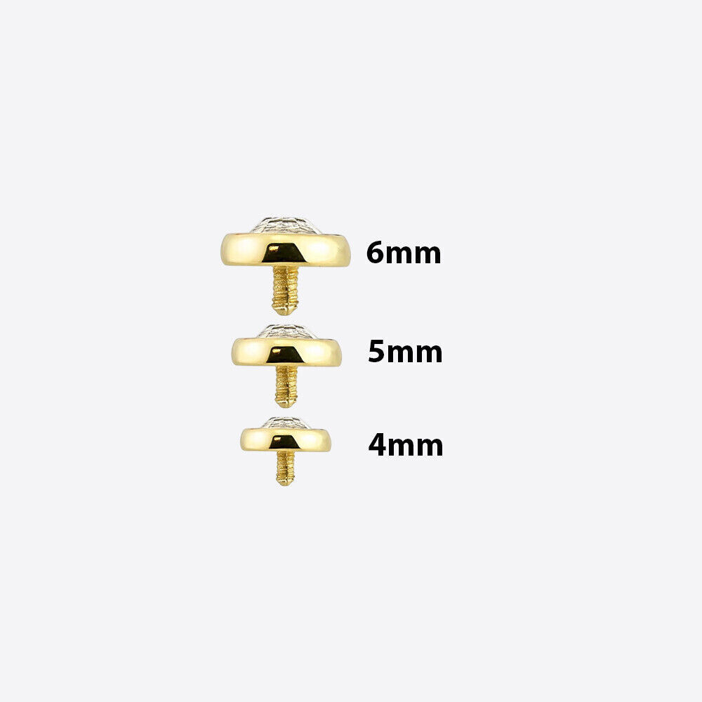 14G Flat Dermal Top Piercing Internally Threaded Dermal Anchor Tops Flat Dome CZ