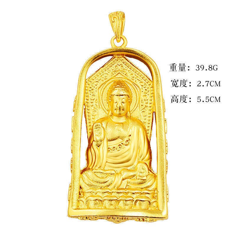 Buddha 23K 24K THAI BAHT YELLOW GOLD Charm Necklace Pendant NEW