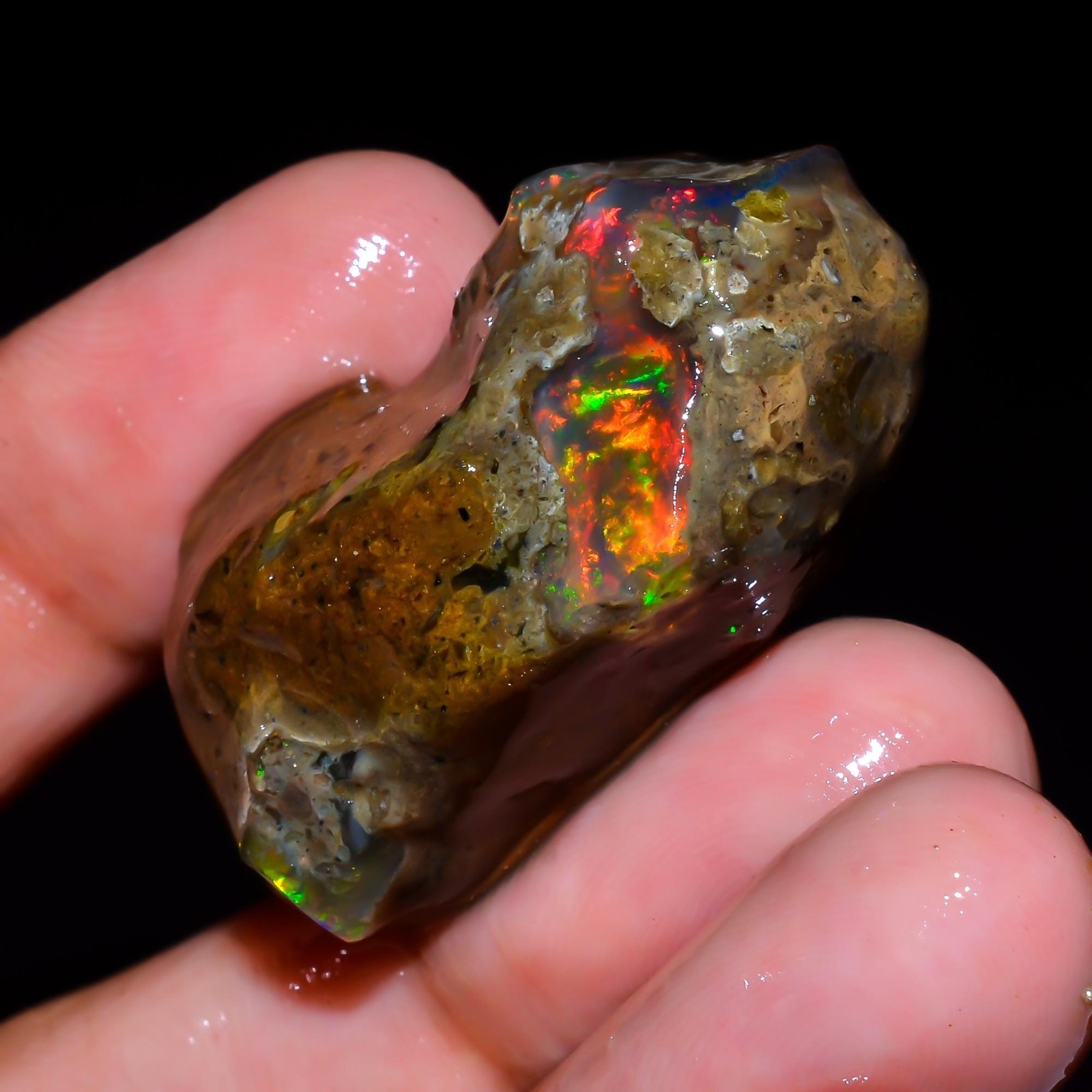 AAA+ Huge Ethiopian Oil Opal Rough, 57 Ct Welo Fire Opal Raw, Jewelry Making Raw