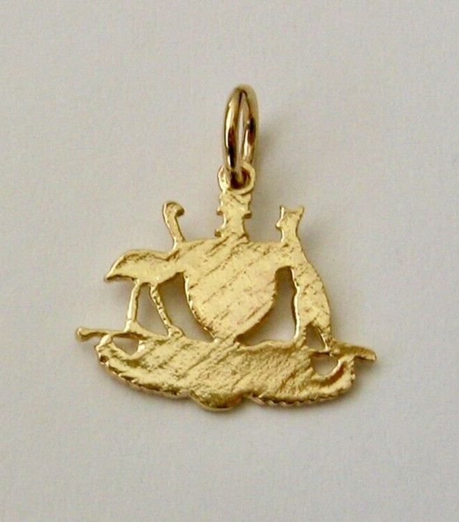 SOLID 9K 9ct YELLOW GOLD AUSTRALIAN COAT OF ARMS Charm/Pendant RRP $285