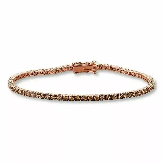 4Ct Round Lab Created Chocolate Diamond 14K Rose Gold Plated Tennis Bracelet 7″