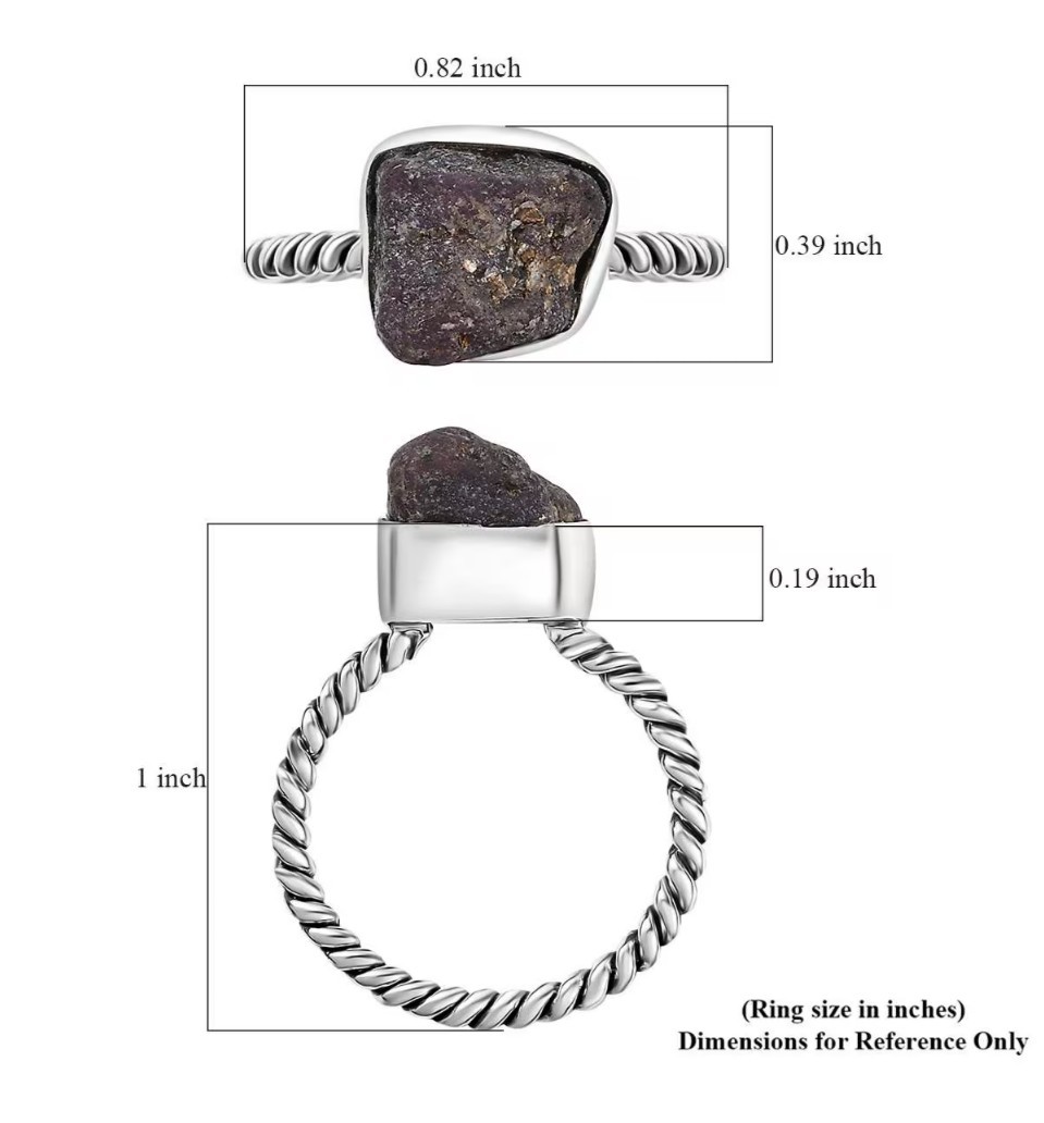 Rough Cut Moroccan Ruby 3.85 ctw Twisted Wire Shank Ring in Sterling Silver Sz8