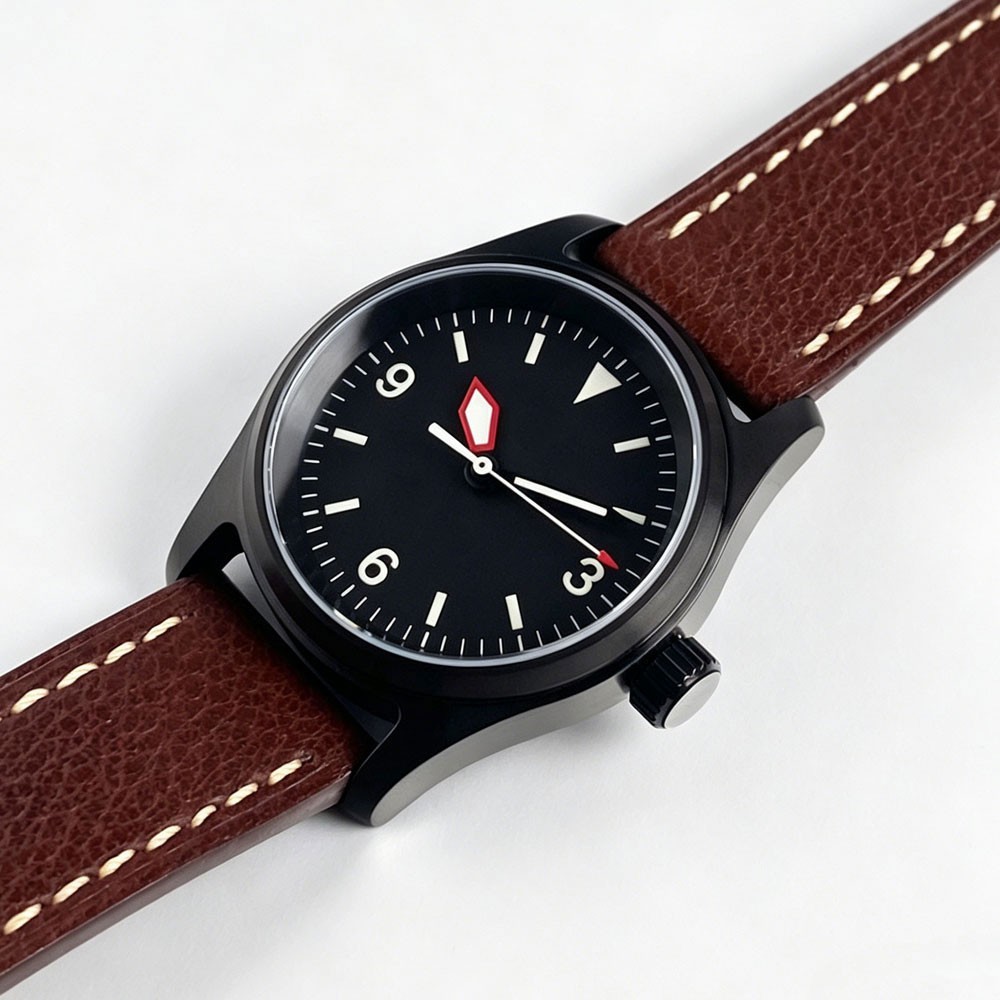 Tandorio 36mm Black PVD Automatic Pilot Men Watch For Miyota 8215 Sapphire Glass