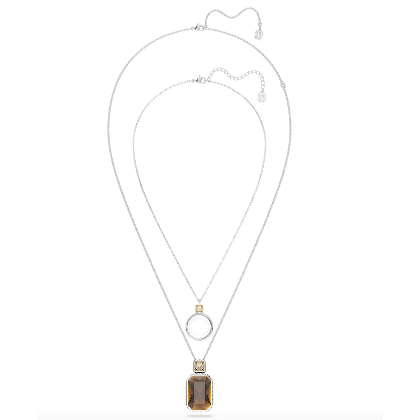 Swarovski Elegance of Africa pendant Set (2), Brown, Rhodium plated Necklace