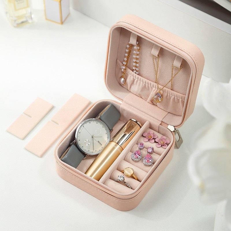 Small PU Leather Jewelry Box Portable Travel Jewellery Ornaments Storage Case