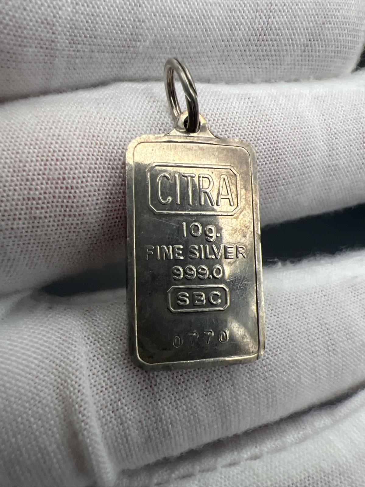 CITRA SBC VINTAGE 999 FINE SILVER 10 GRAMS BAR PENDANT