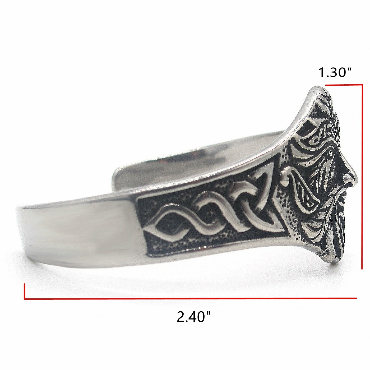 MENDEL 7 Inch Mens Stainless Steel Ancient Norse Viking Cuff Bracelet Bangle Men