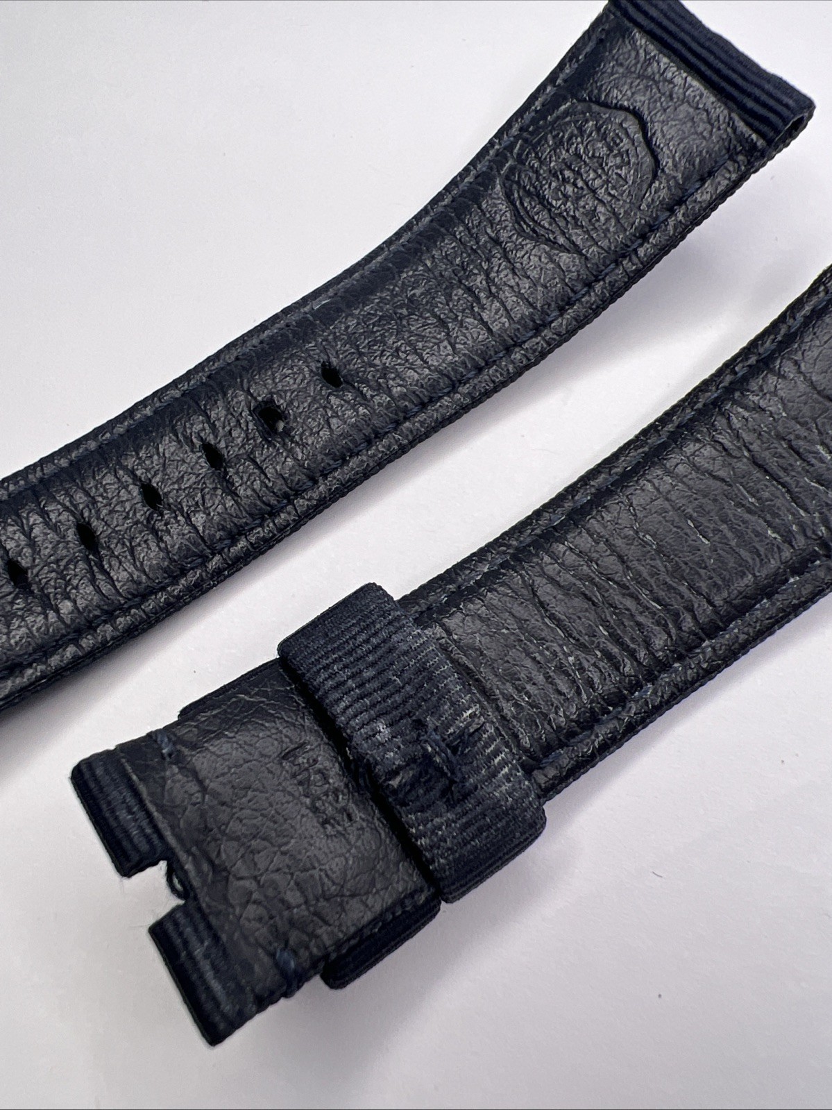 Panerai Blue Fabric & Leather 24mm Strap Band For Use w/ 22mm Tang Clasp – 8.5″