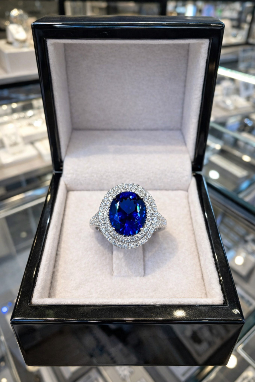 6.50 Ct Oval Natural Sapphire & Diamond Wedding Gift Ring 14K White Gold Sz 6