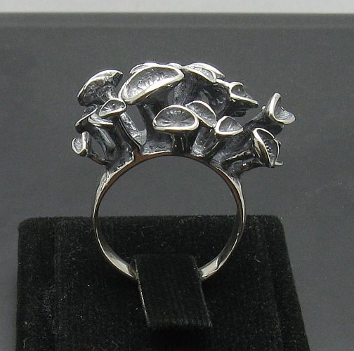 Extravagant Stylish Sterling Silver Ring Solid 925 Mushrooms Handmade Empress