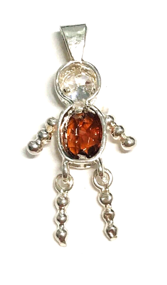 January Boy Red Birthstone Sterling Silver Charm Babies 925 Pendant Vintage