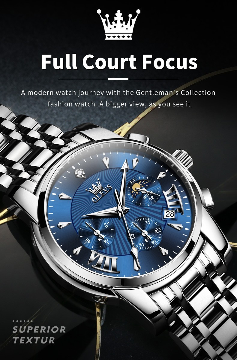 OLEVS 2892 Luminous Multifunctional Male Gift Top Quality Casual Quartz Watch
