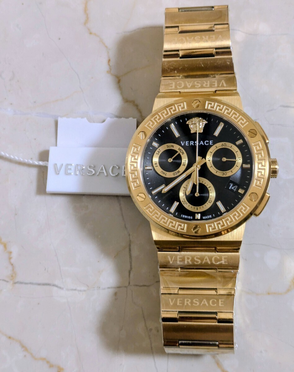 [B1P] VERSACE Greca Logo Chrono VEZ900421 Gold Chronograph Watch [k7n]