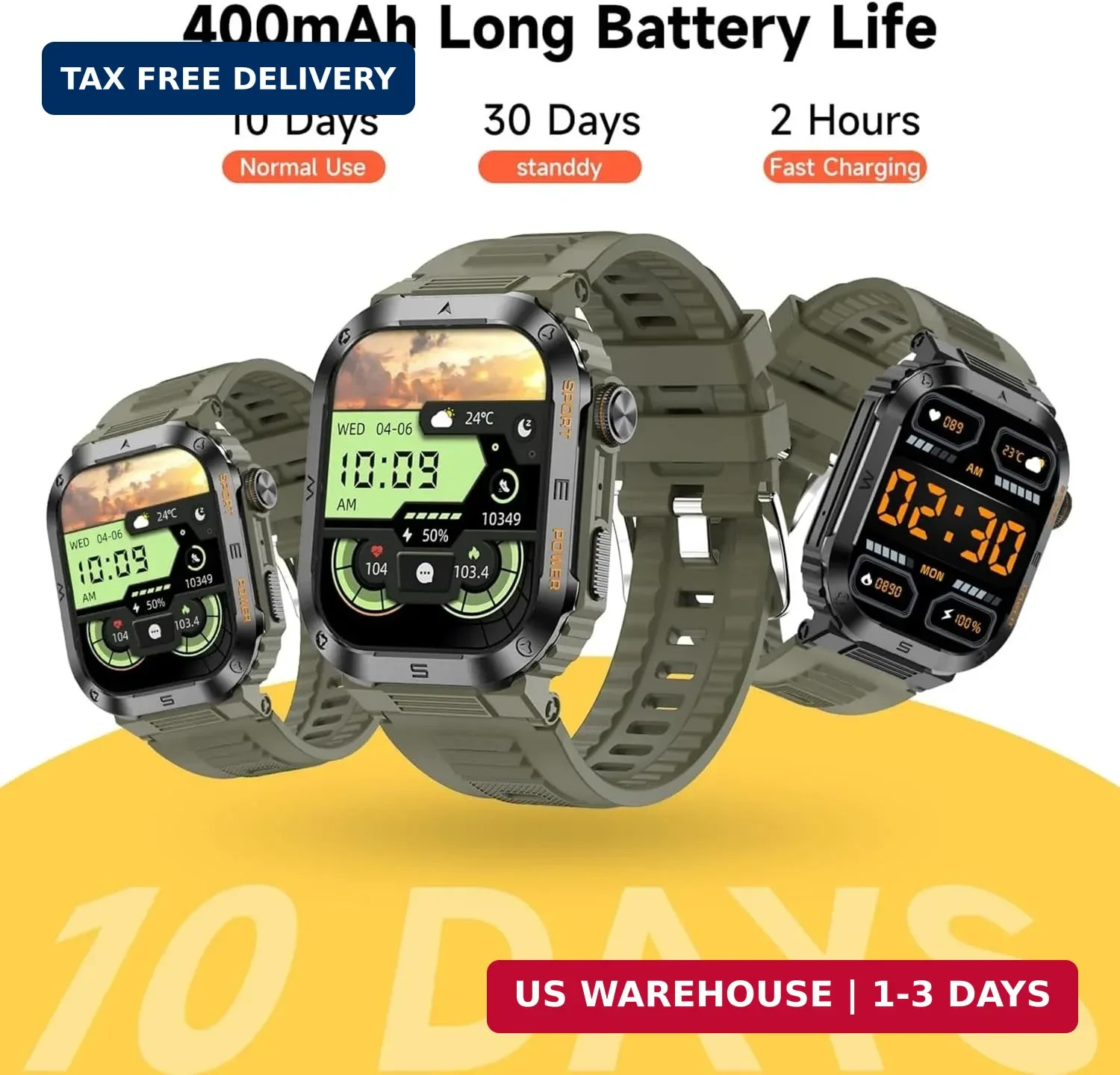 Military Smartwatch for Men, 2.01″ HD Screen reloj inteligente para Hombre, Answ