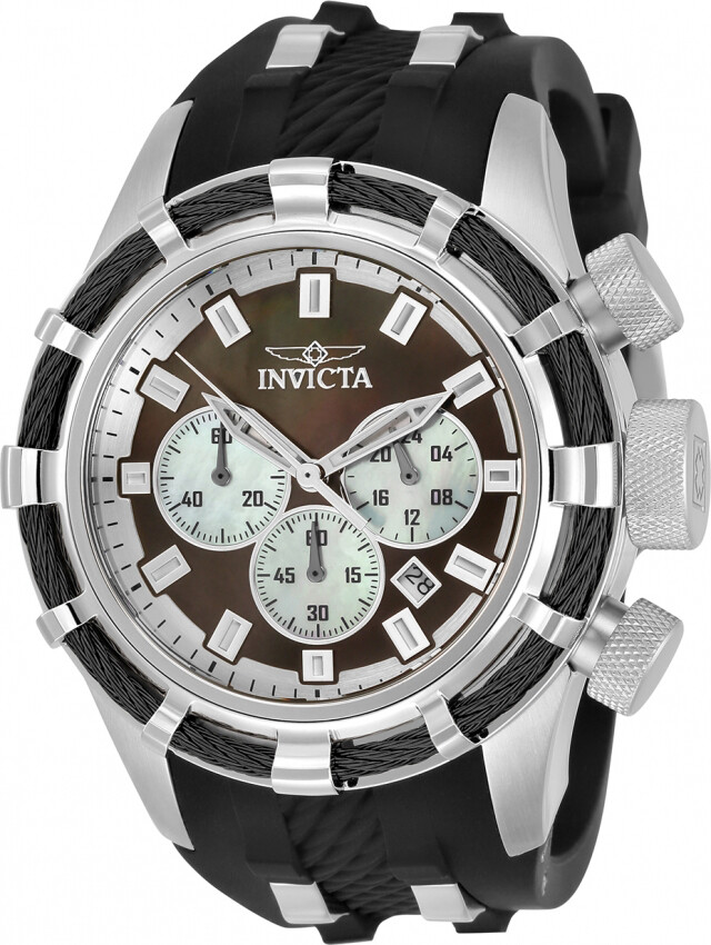InvictA ‘ Nautical Ensemble Sport ‘ BOLT BLACK Rubber band 50mm CHRONOGRAPH NEW
