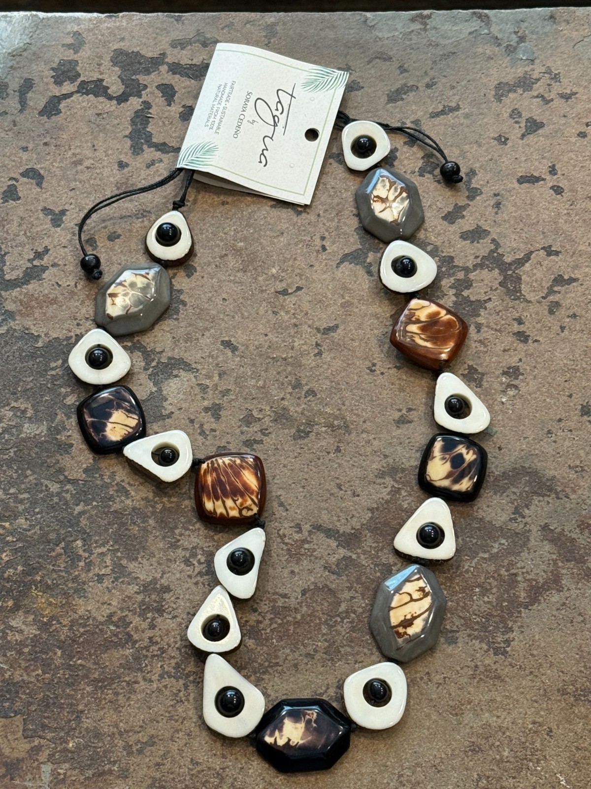 TAGUA NUT “CELINA” NECKLACE ORGANIC ARTISAN HANDMADE BOHO STATEMENT JEWELRY NEW