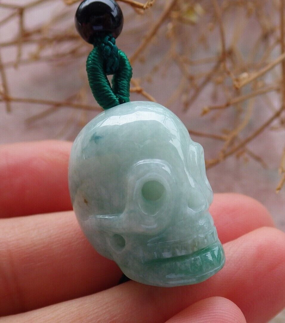 Video Certified Green Natural A Jade jadeite pendant Human Skull Head 骷髅头 408160