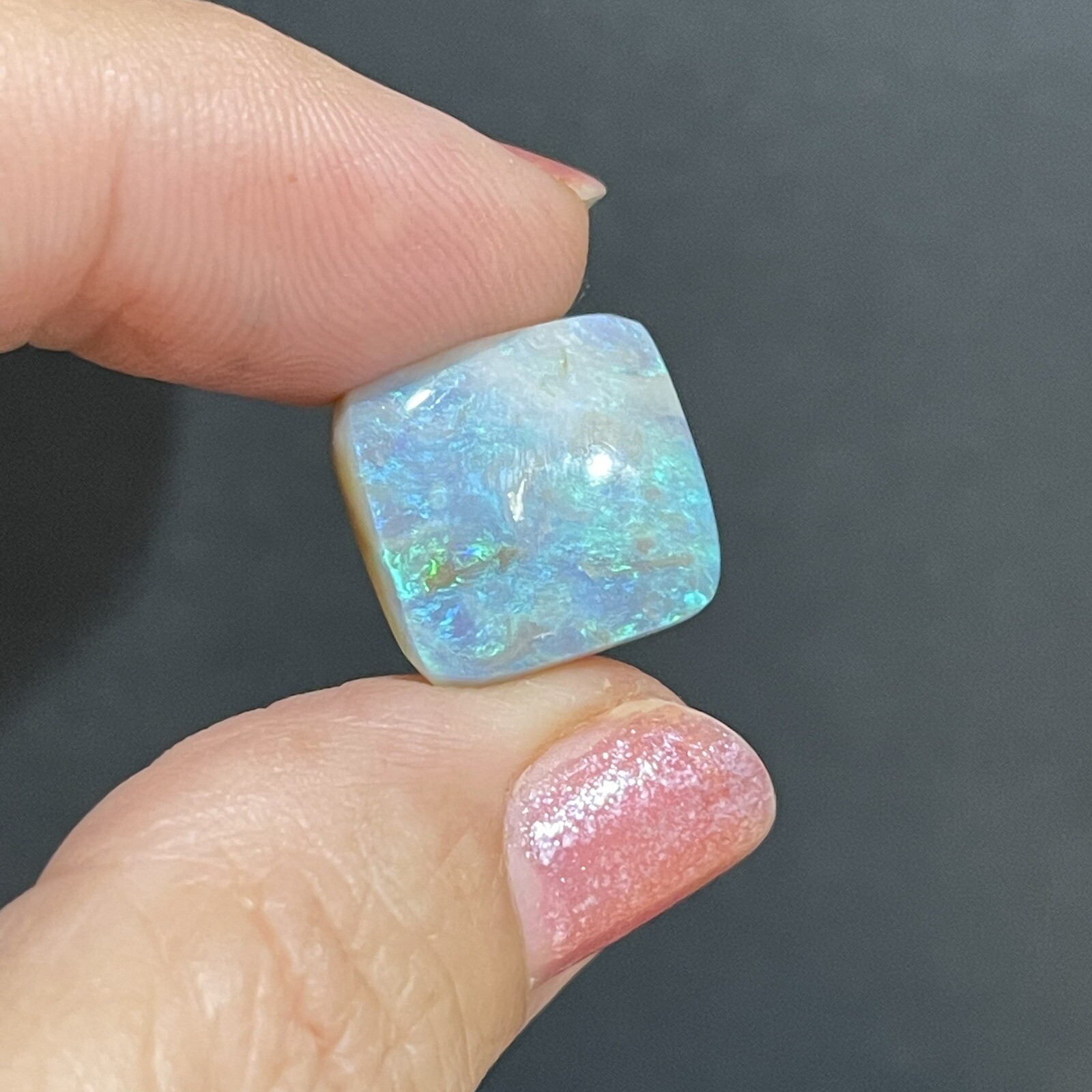 10.4ct 15×14.8×5.4mm Solid Australian Mintabie Black Opal Square Cabochon Gem