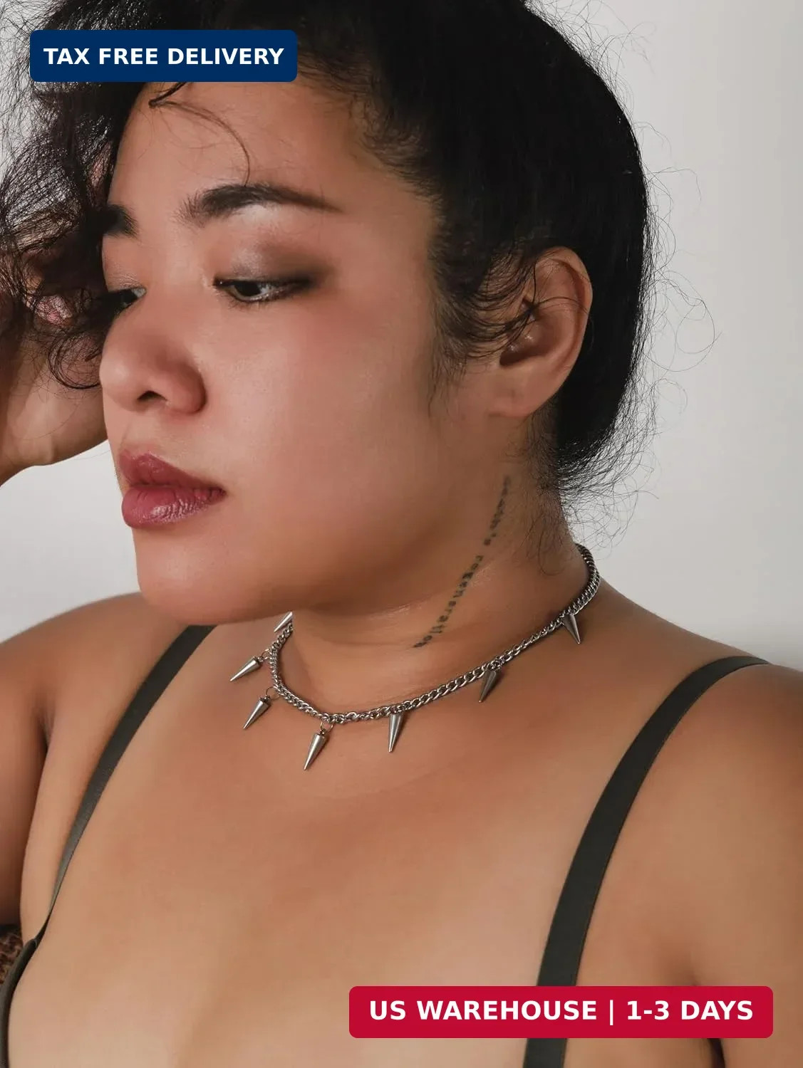 Sacina Spike Chain Necklace, Emo Punk Grunge Necklace, Goth Jewelry, Christmas J