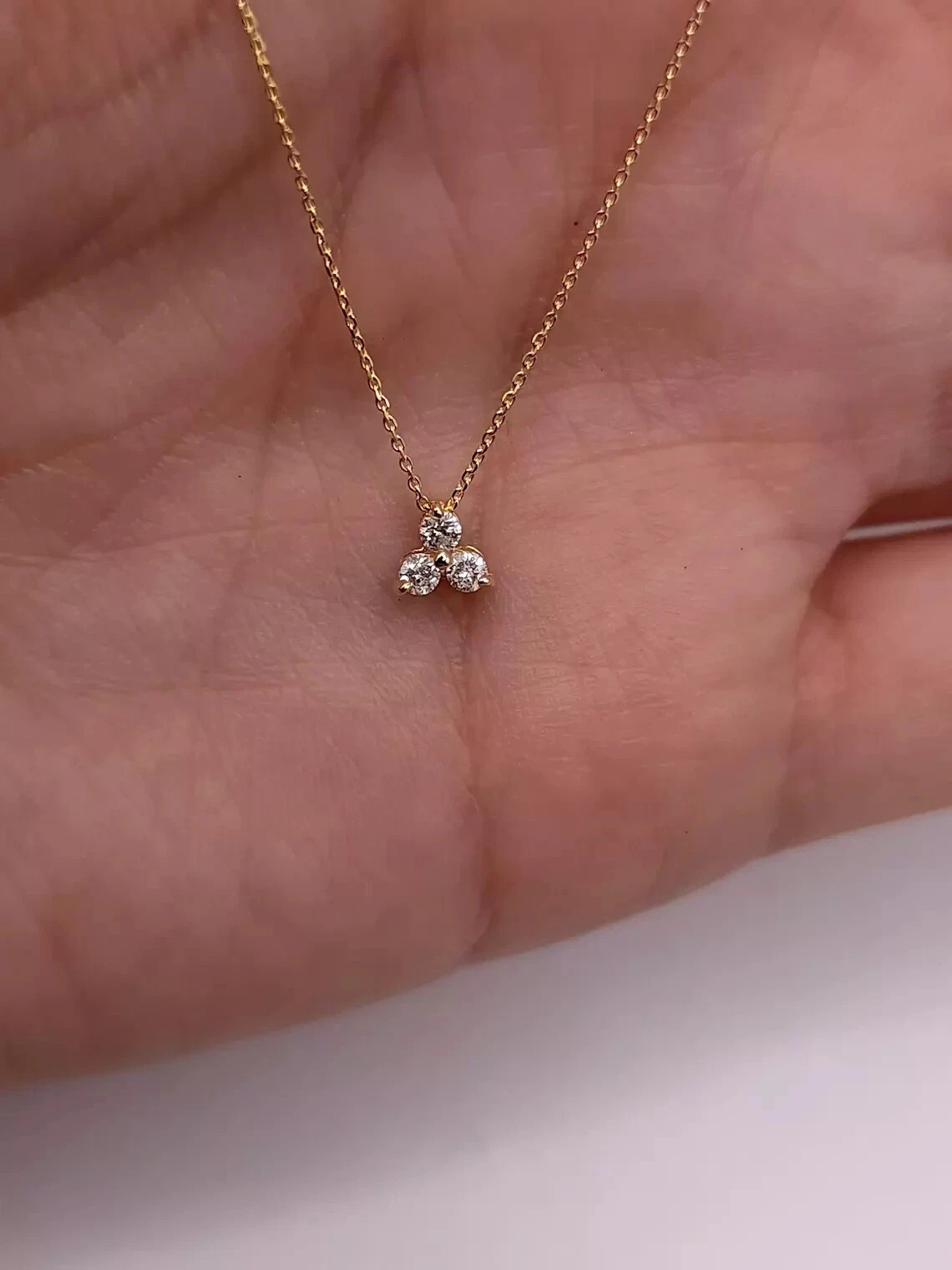 0.30 Ct Round Cut Simulated Diamond Three Stone Pendant 14K Yellow Gold Plated